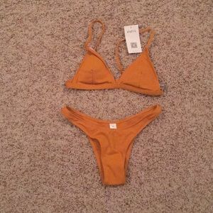 Textured Padded High Leg Bikini Set